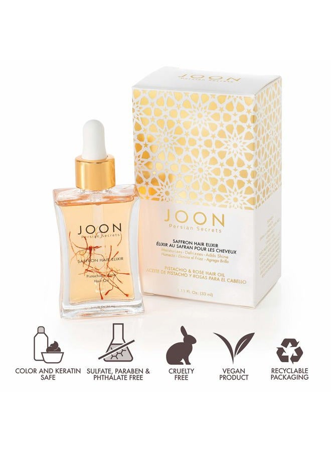 Joon إكسير شعر الزعفران بالفستق + زيت الورد، 1.11 أونصة سائلة. - Image 4
